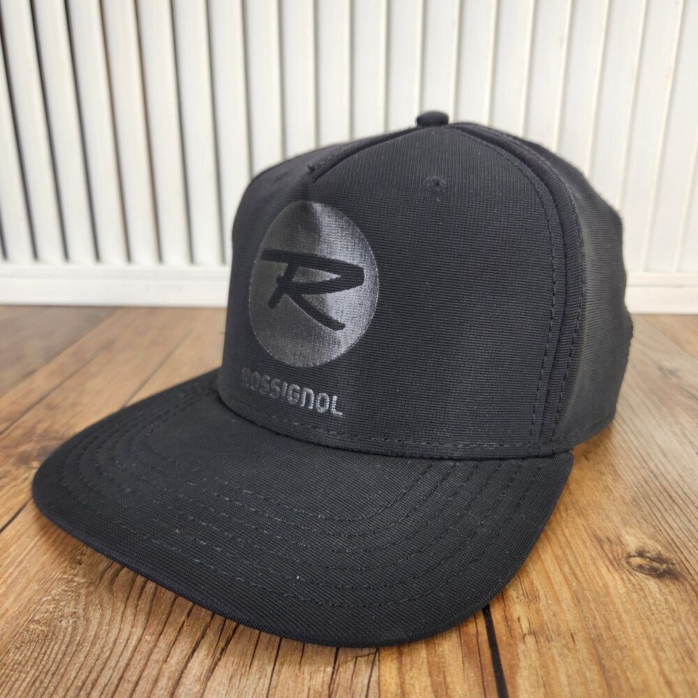 Rossignol Blacked-Out Coq Snapback Hat Tonal Logo Performance Ski Lifestyle Cap